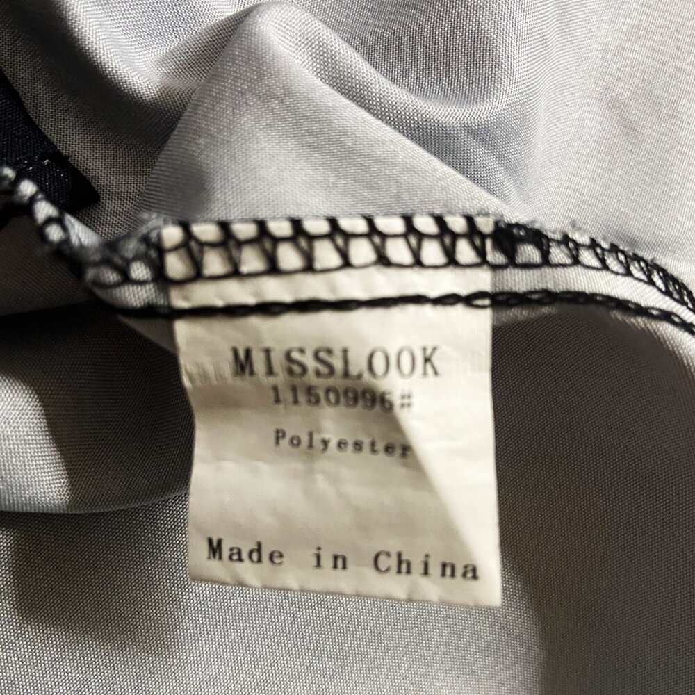 CLASSY MISSLOOK BLACK LINED V-NECK BUTTON FRONT BLOUSE XL (SEE MEASUREMENTS) - Picture 4 of 4